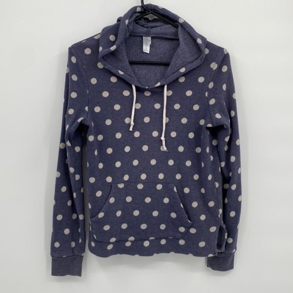 Alternative Blue Polka Dot Pullover Hoodie Sweatshirt Pocket Small Women’s